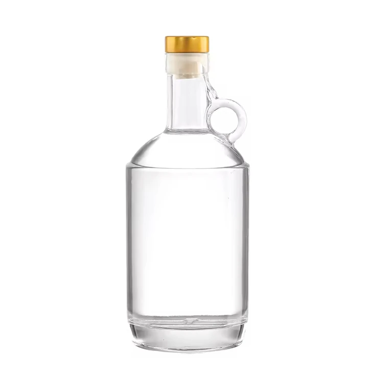 Wholesale 750ml Super Flint Glass Jug Bottle with a Handle for Premium Liquor Whiskey Rum Tequila and Spirits
