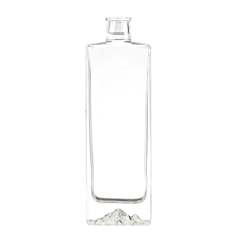 Unique 250ml Rectangular Glass Bottle with Iceberg Base, 420g Extra Flint Spirit