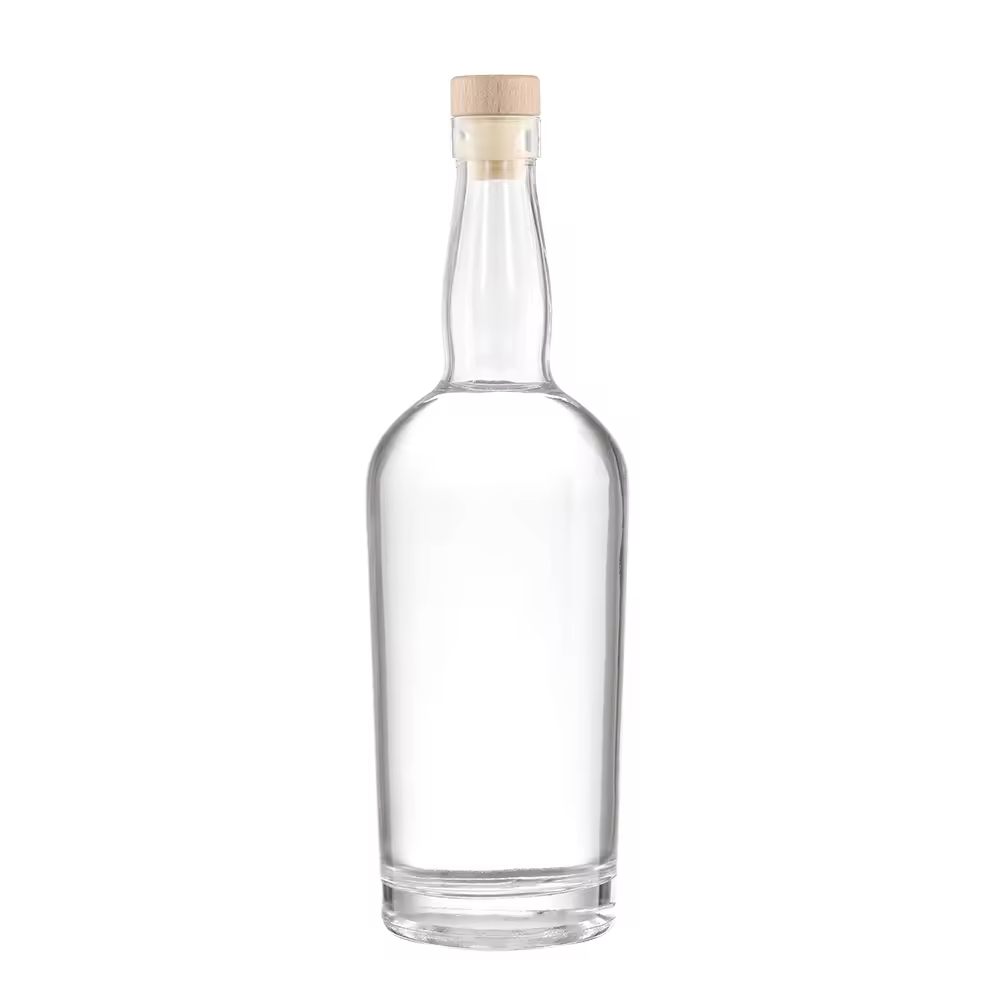 Wholesale 700ml Round Glass Whisky Bottle Extra Flint Cork Finish