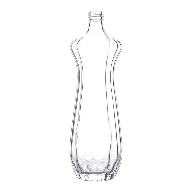750ml Fluted Super Flint Glass Spirit Bottle with Art-Deco Design