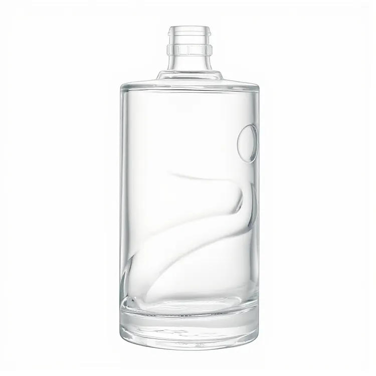 500ml Round Super Flint Glass Spirit Bottle with Wave Design